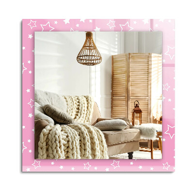 Téglalap díszes tükör Rózsaszín csillagok