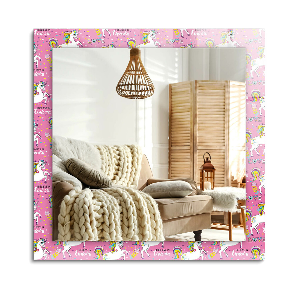 Téglalap dísztükör Egyszarvúak szivárvány szívét