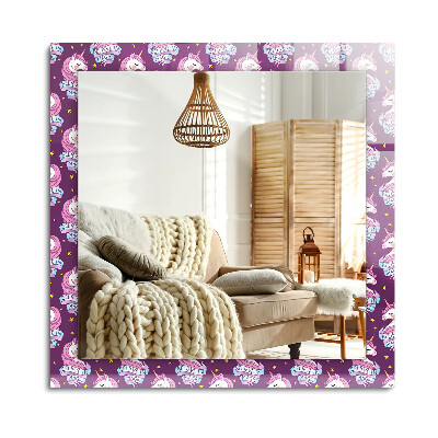 Téglalap díszes tükör Unikornis csillagok betűkkel