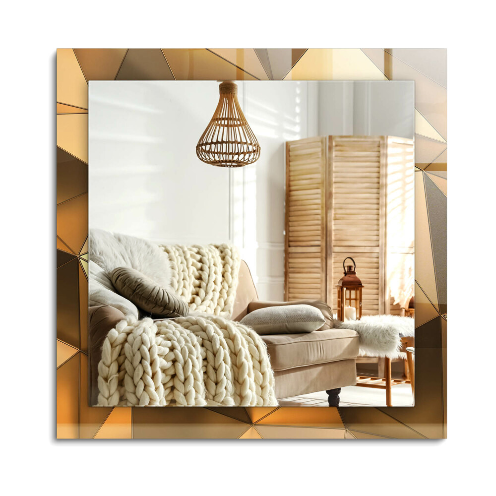 Téglalap díszes tükör Arany geometrikus minták