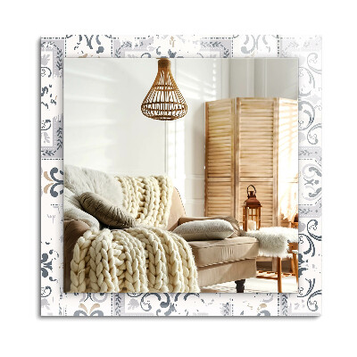 Téglalap dísztükör Csempézett díszek minta