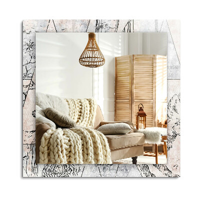 Téglalap tükör díszítéssel Szarvas róka növények