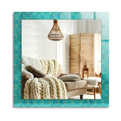 Téglalap dísztükör Zöld geometriai minta