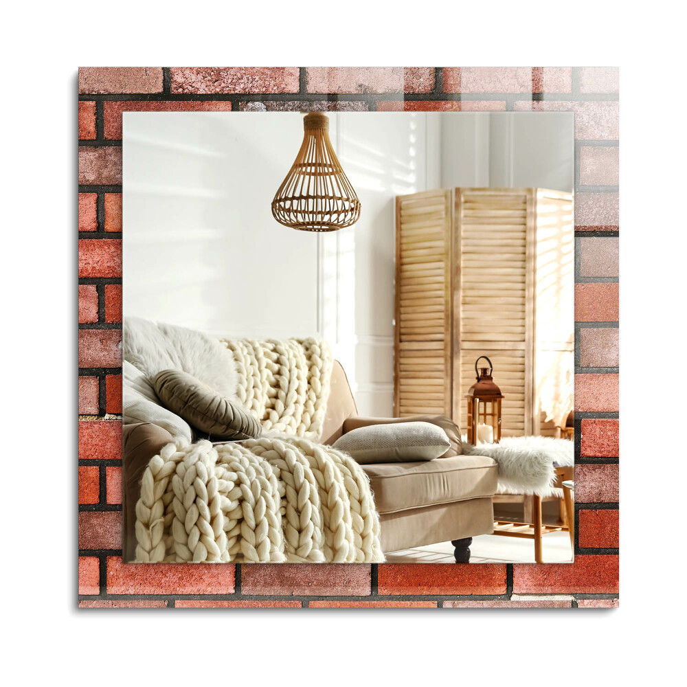 Téglalap tükör díszítéssel Vörös téglafal