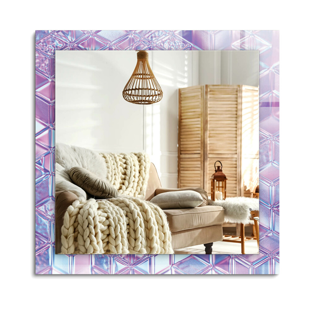 Téglalap díszes tükör Átlátszó színes kockák