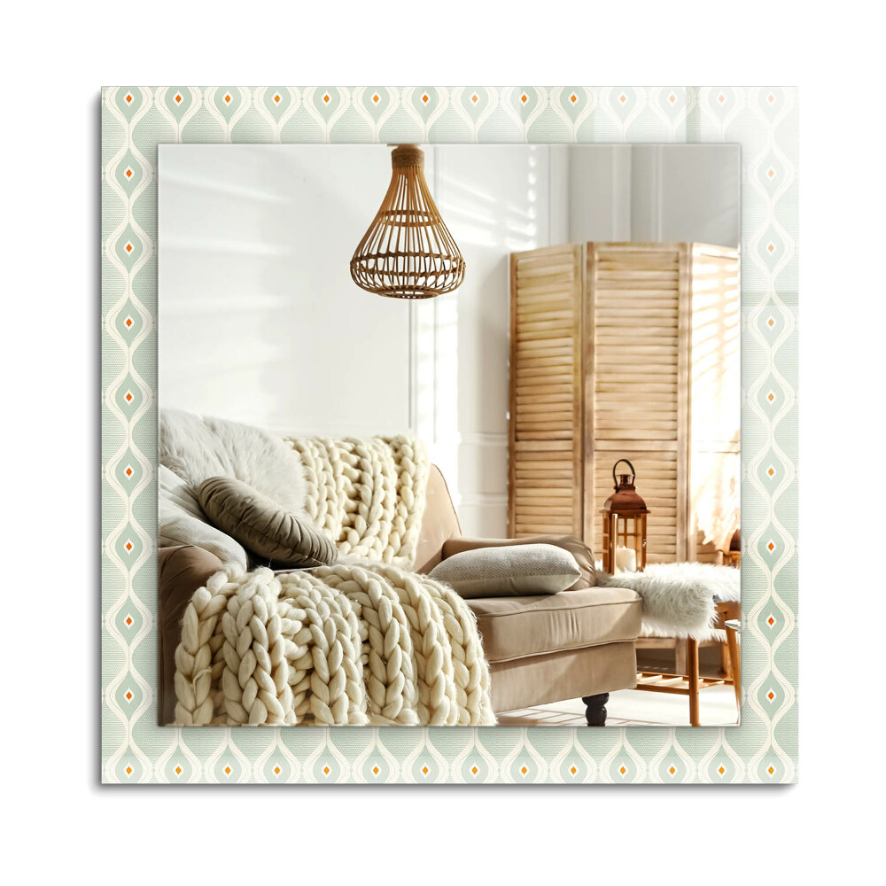 Téglalap dísztükör Zöld geometriai minta