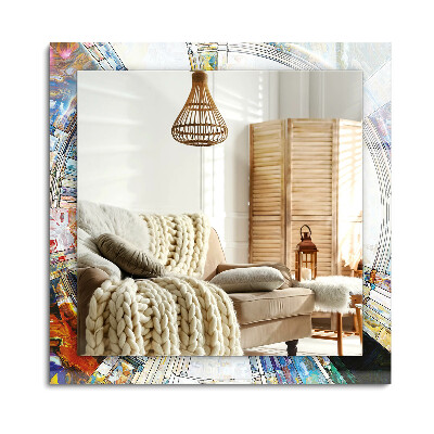 Téglalap díszes tükör Absztrakt mozaik körök