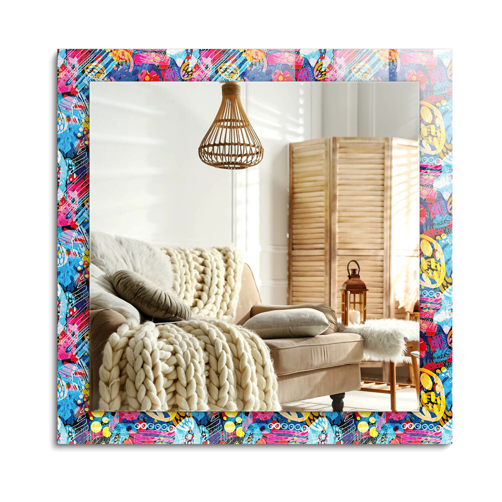 Téglalap tükör fali dísz Színes absztrakt minta