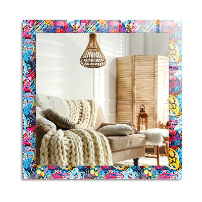 Téglalap tükör fali dísz Színes absztrakt minta