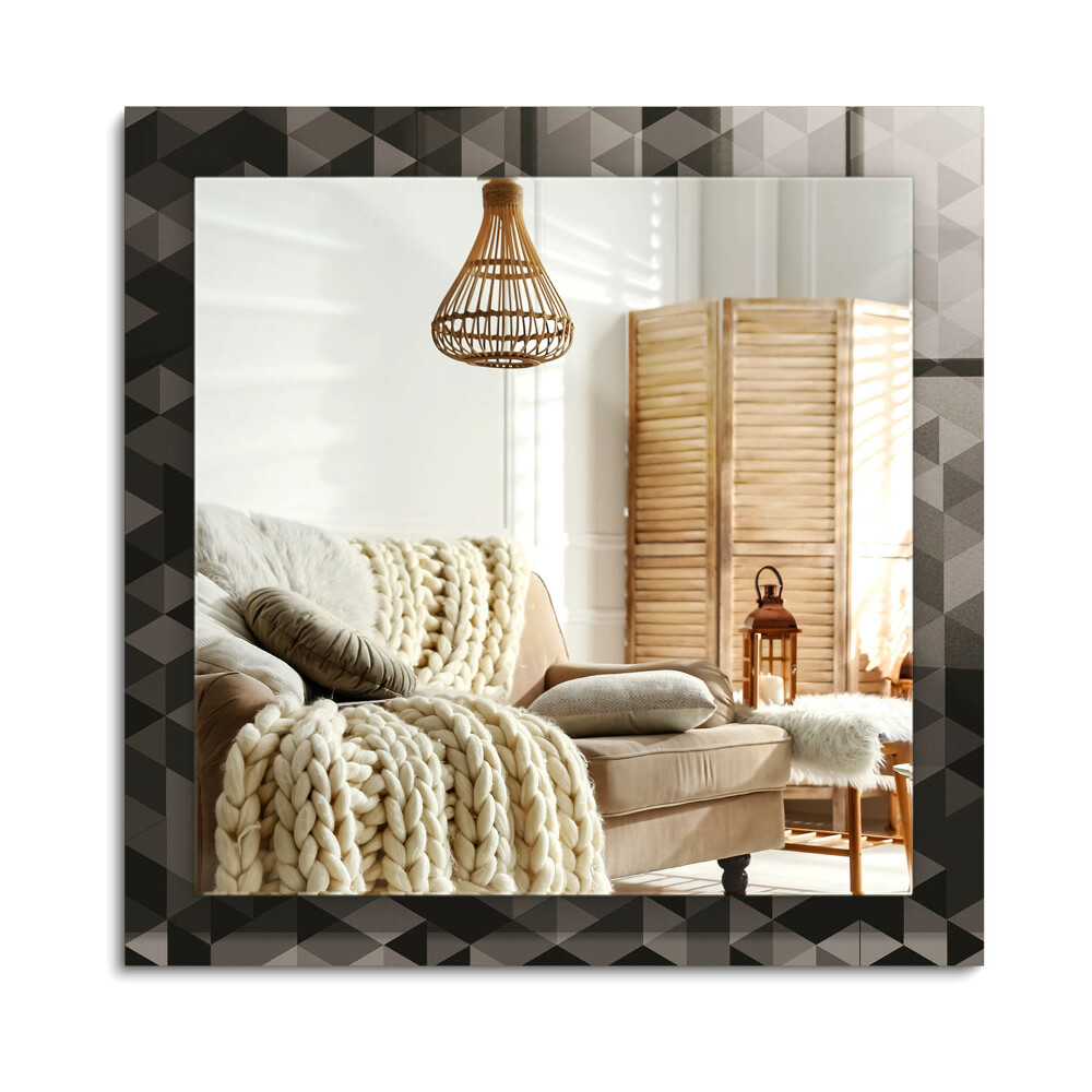 Téglalap dísztükör Fekete és szürke háromszögek