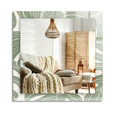 Téglalap díszes tükör Monstera levelek