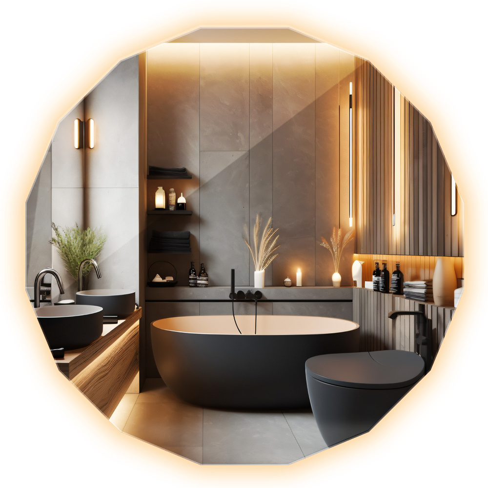 Sokszögű tükör LED nélküli tükör