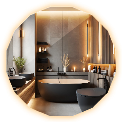 Sokszögű tükör LED nélküli tükör