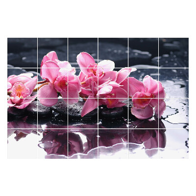 Csempe matrica Virágok a köveken a vízben