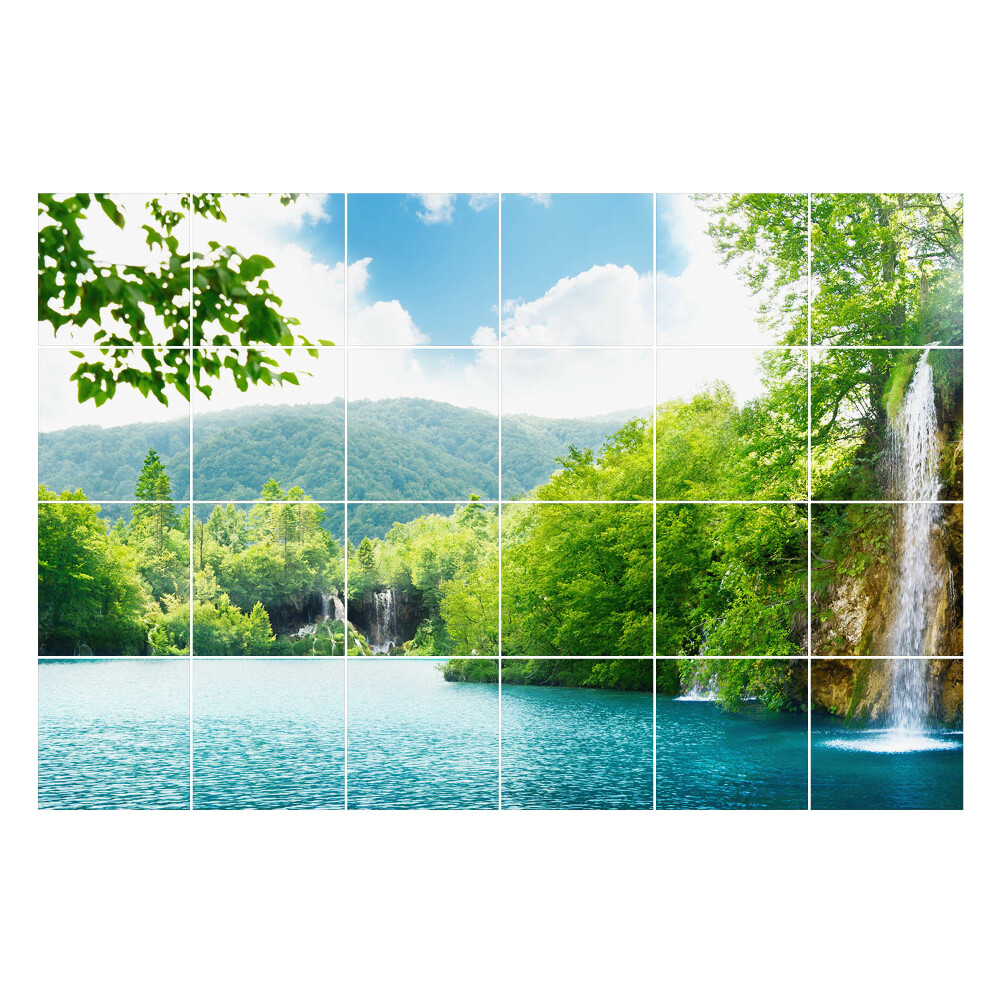 Csempe matrica Vízesések zöld tájban