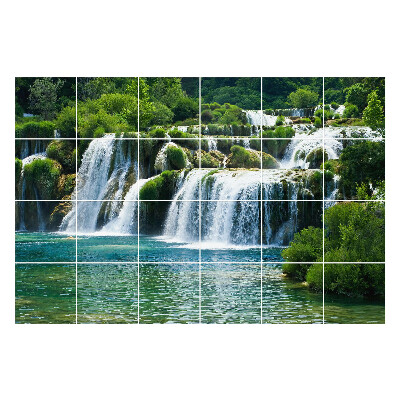 Csempe matrica Vízesések zöld környezetben