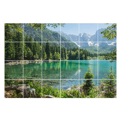 Csempe matrica Hegyi táj egy tóval