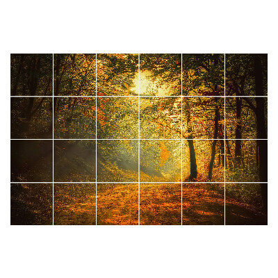 Öntapadós csempe matrica Őszi erdei táj