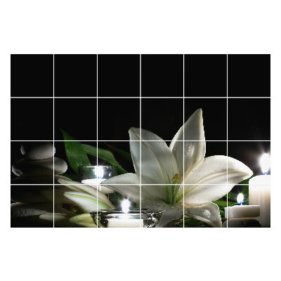 Csempe matrica Virágok és kövek a kompozícióban