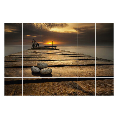 Csempe matrica Pier a víz felett naplementekor