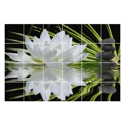Öntapadós csempe matrica Virág a vízen kövekkel