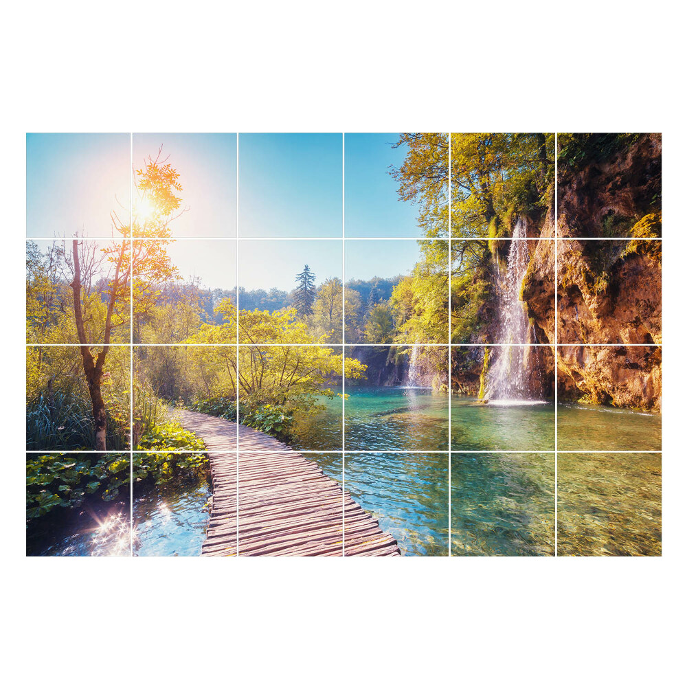 Csempe matrica Festői vízesés és ösvény