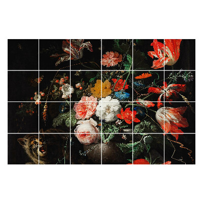 Csempe matrica Virágcsokor vadállattal