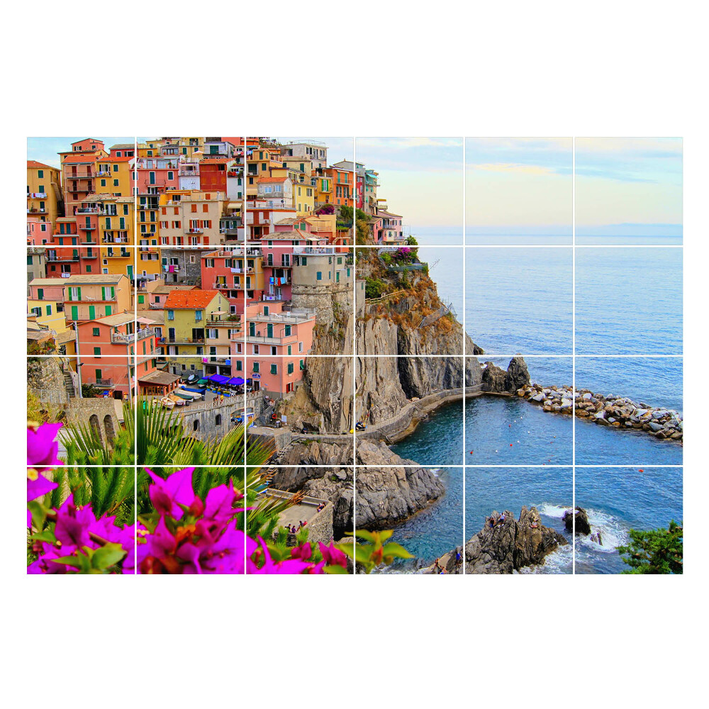 Öntapadós csempe matrica Festői tengerparti falu