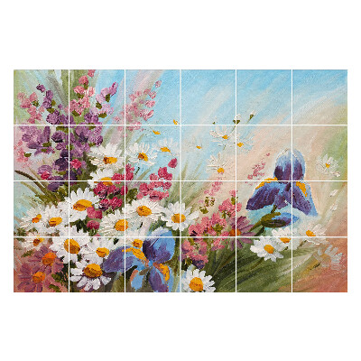 Csempe matrica Virágcsokor tavaszi környezetben