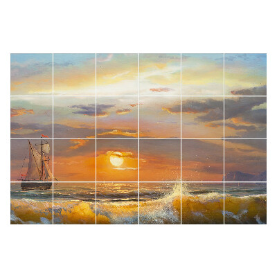 Öntapadós csempe matrica Naplemente a tenger felett