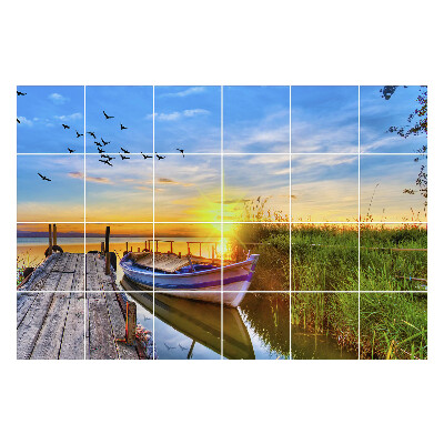 Öntapadós csempe matrica Naplemente a víz felett