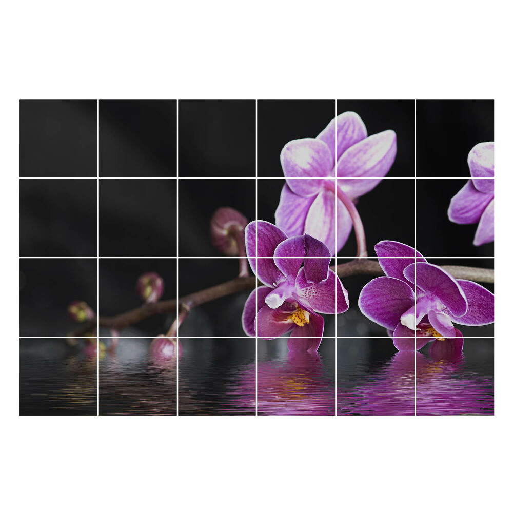 Öntapadós csempe matrica Virágok a víz ellen