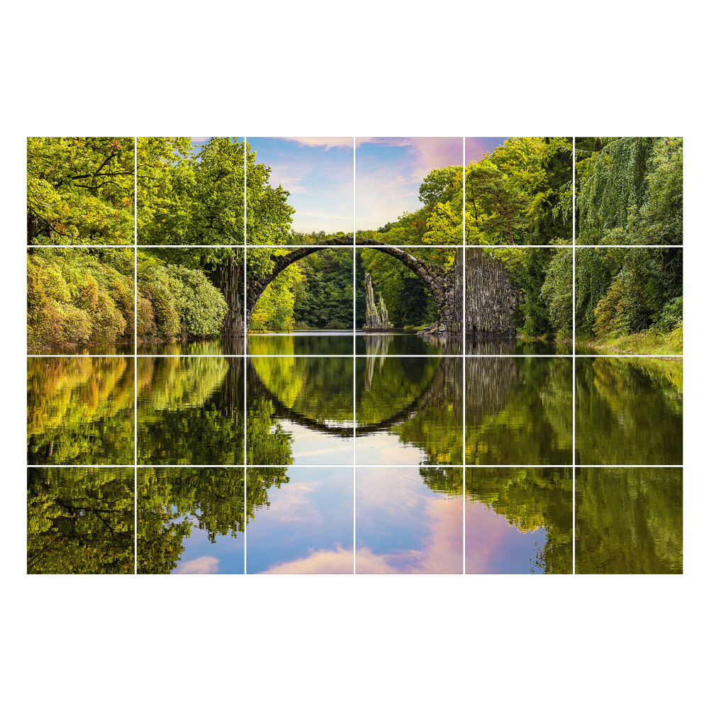 Öntapadós csempe matrica Természettel körülvett híd