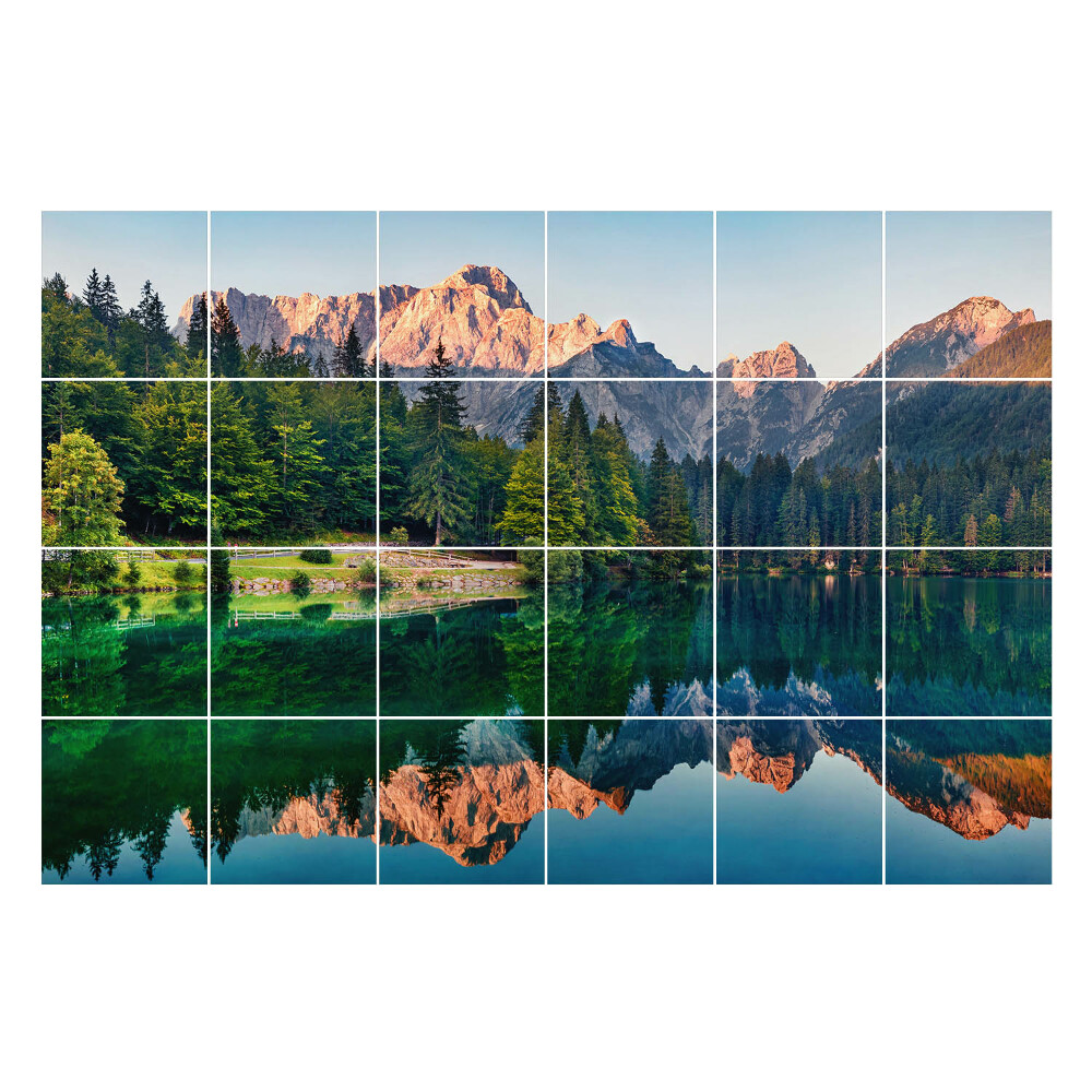 Öntapadós csempe matrica Hegyi táj tükörképe