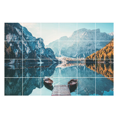 Csempe matrica Nyugodt tó hegyekkel