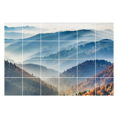 Öntapadós csempe matrica Ködös hegyi táj