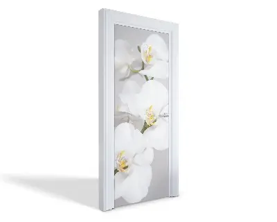 Naklejka na drzwi samoprzylepna Białe orchidee