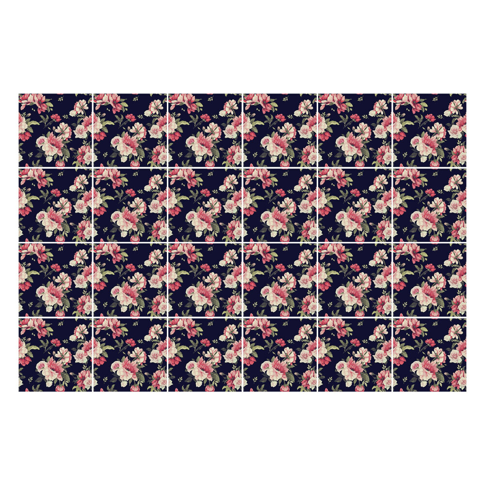 Öntapadós csempe matrica Virágok sűrű szövésben