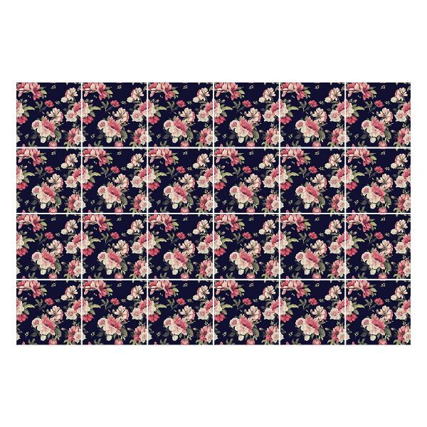 Öntapadós csempe matrica Virágok sűrű szövésben