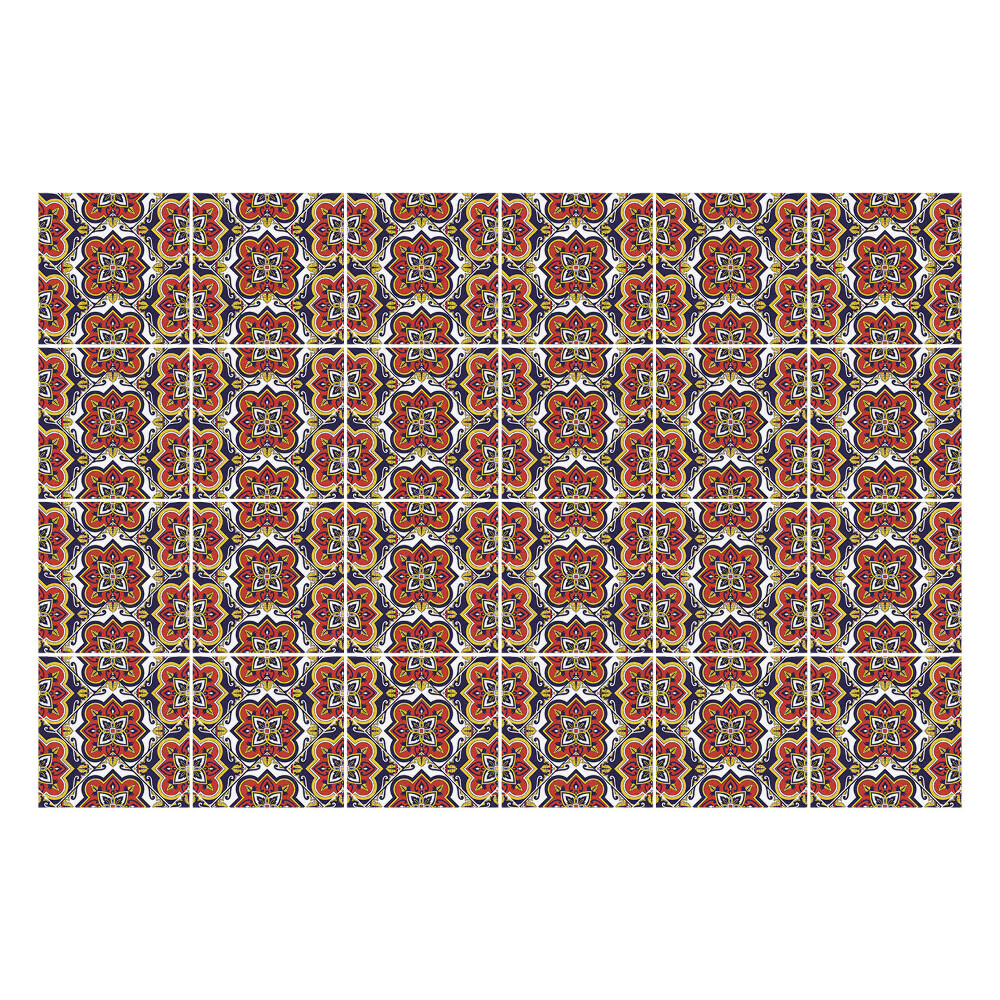 Öntapadós csempe matrica Virágdíszek népi stílusban