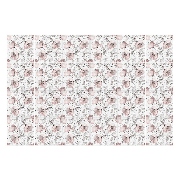 Öntapadós csempe matrica Virág motívum levelekkel