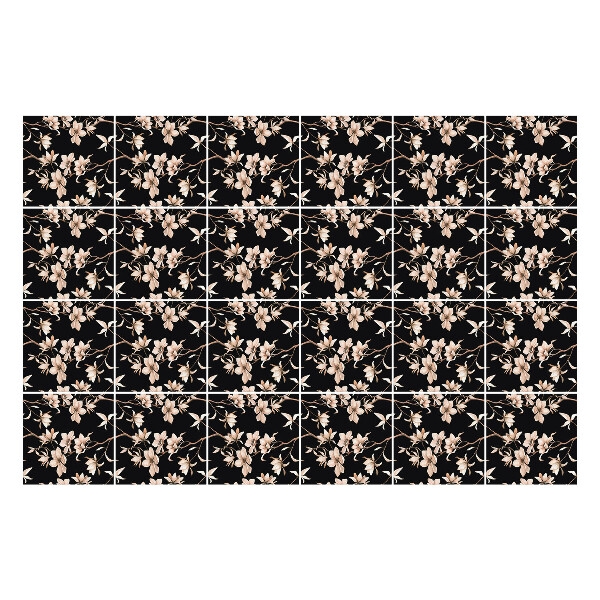 Öntapadós csempe matrica Virágos motívum a háttérben