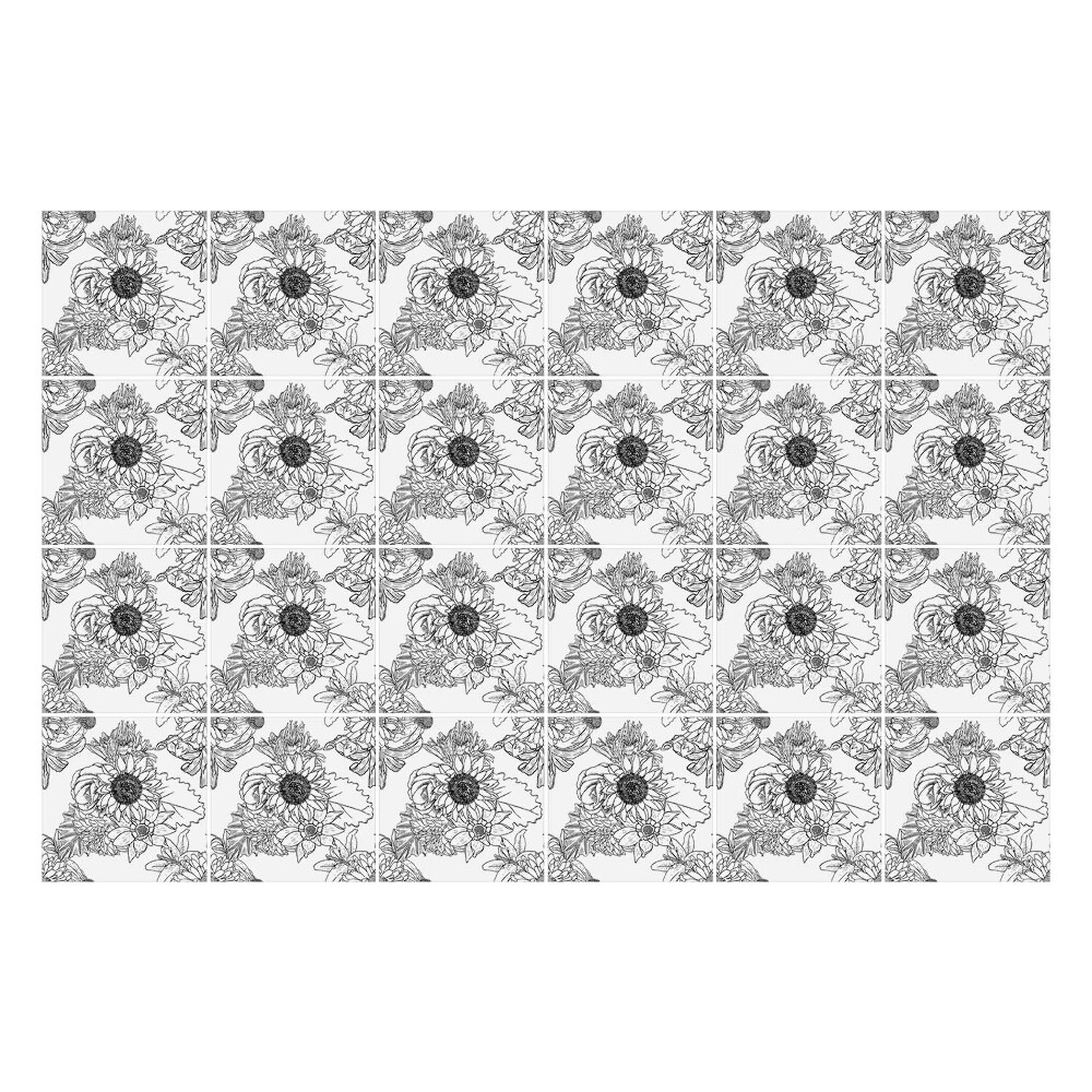 Öntapadós csempe matrica Virágos motívum hálóban