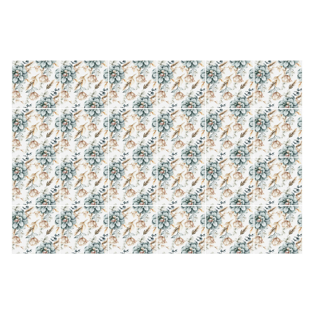 Csempe matrica Virág motívum levelekkel