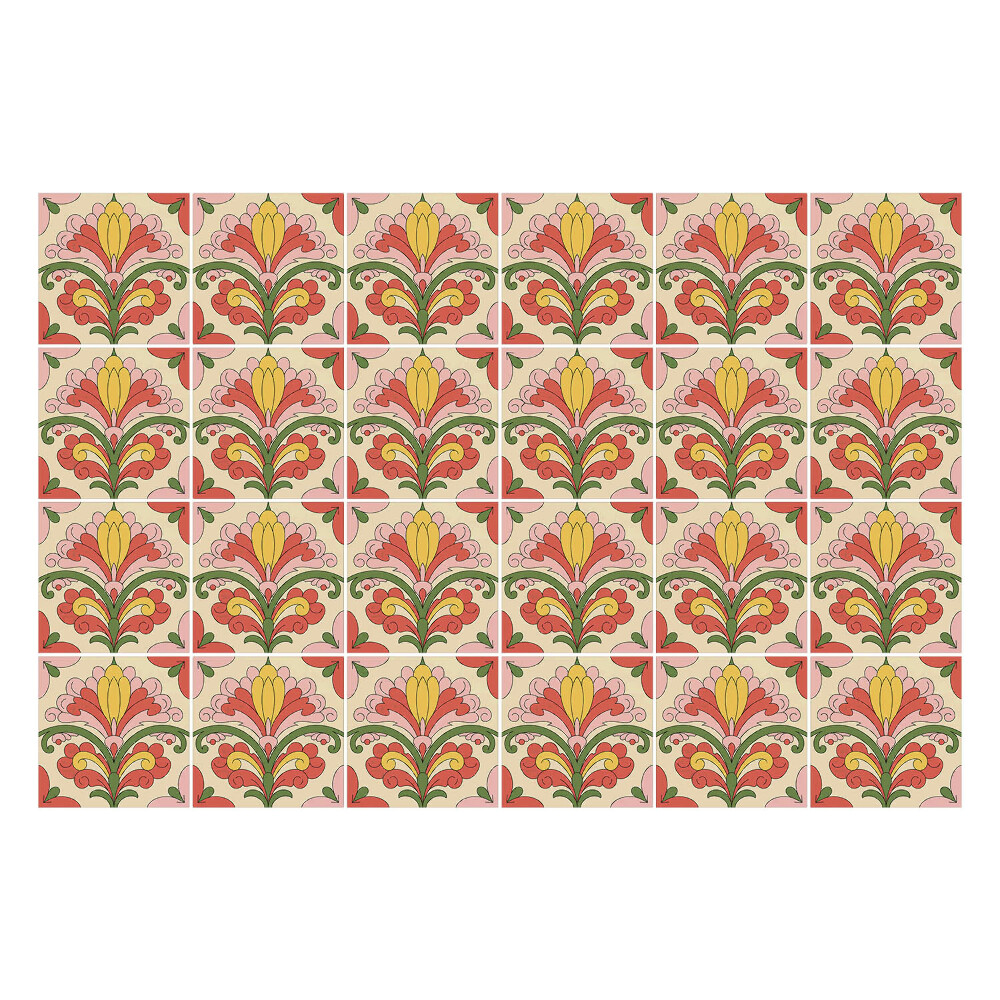 Öntapadós csempe matrica Virágdíszek elrendezésben