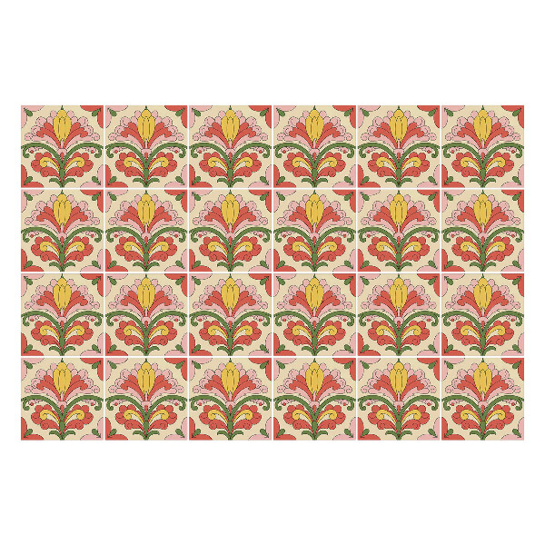 Öntapadós csempe matrica Virágdíszek elrendezésben