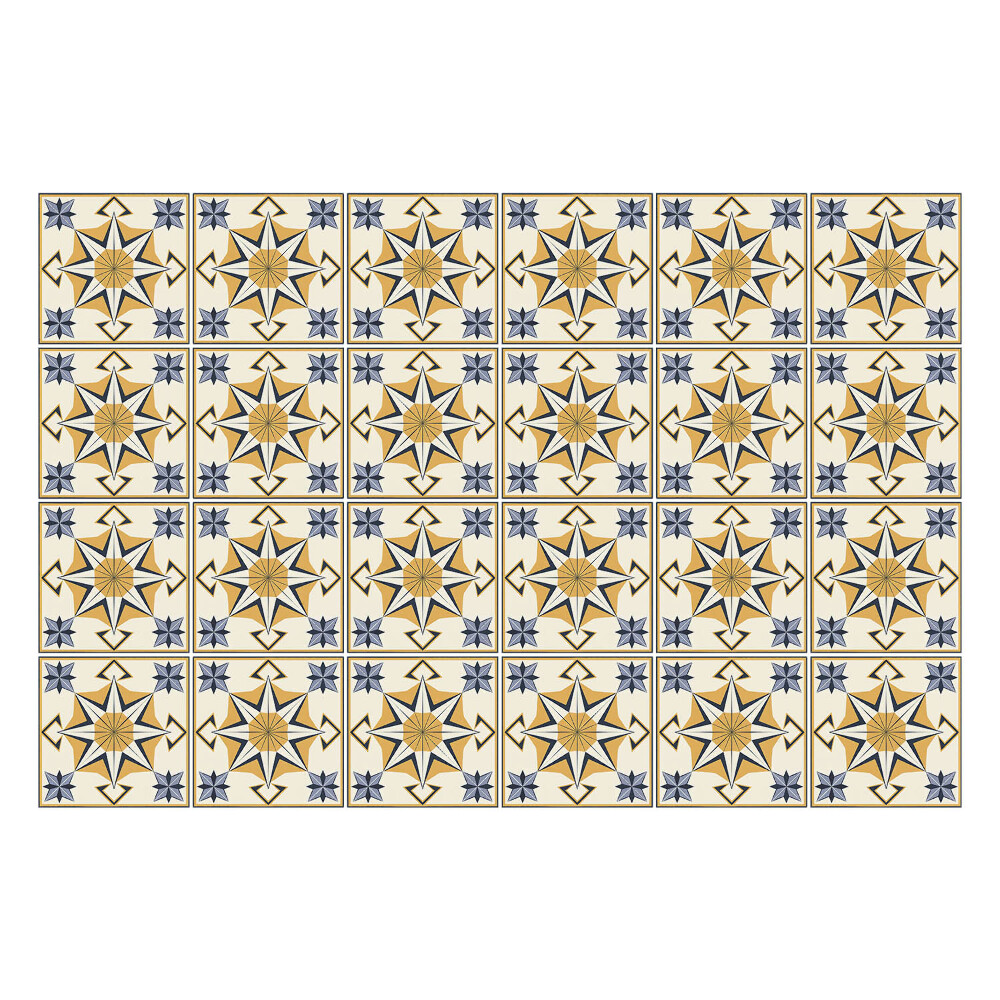 Csempe matrica Napos csillagok kockás mintával