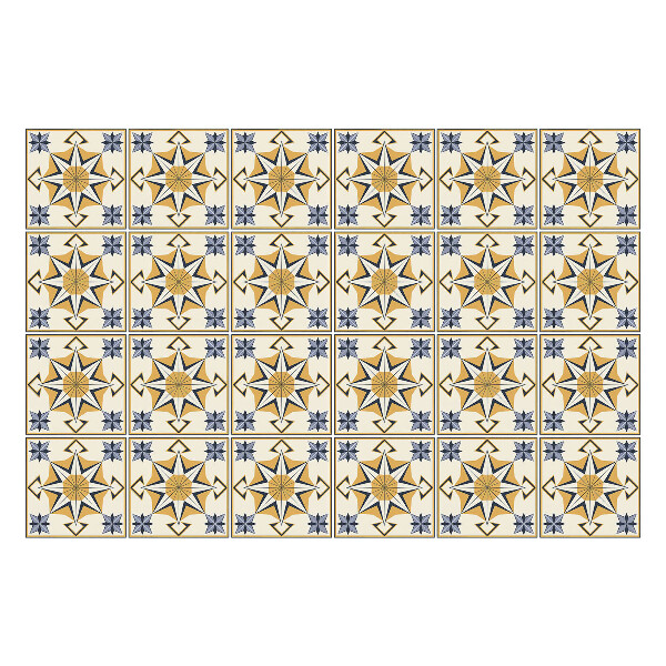 Csempe matrica Napos csillagok kockás mintával