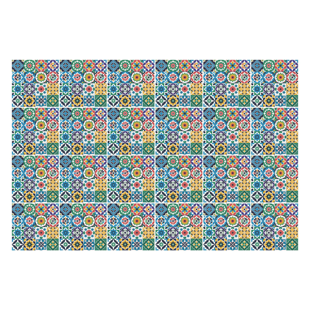 Öntapadós csempe matrica Virágdíszek hálóban