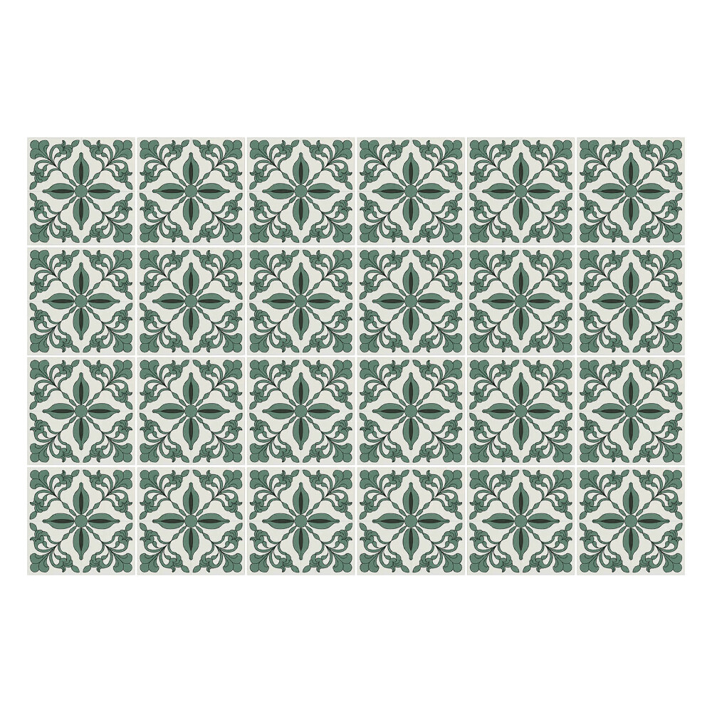 Öntapadós csempe matrica Virágdíszek hálóban